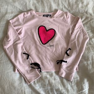 pink “I am love” sweatshirt for girls